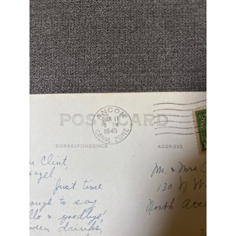 Vintage 1945 Colon Panama RPPC Real Photo Postcard Ancon Canal Zone Postmark - Picture 6 of 7